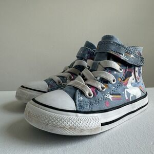 Converse Kids Sneakers - Blue with Unicorn Design